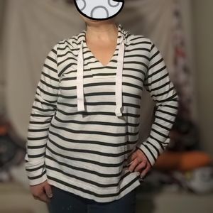 Loft hoodie, black white striped, pullover, skater, alternative, emo, rock